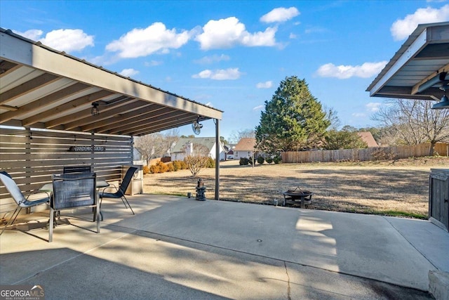 view of patio / terrace featuring outdoor dining area and fence