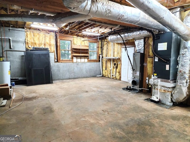 basement with heating unit