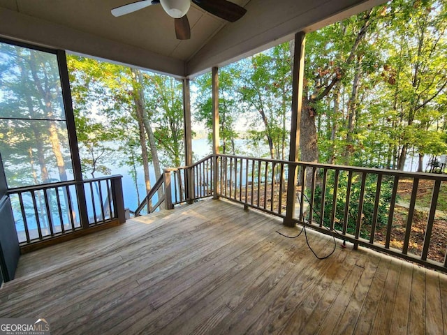 deck featuring ceiling fan