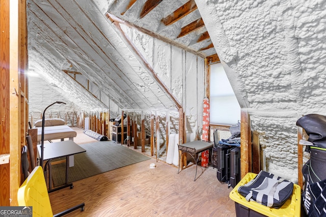 view of unfinished attic