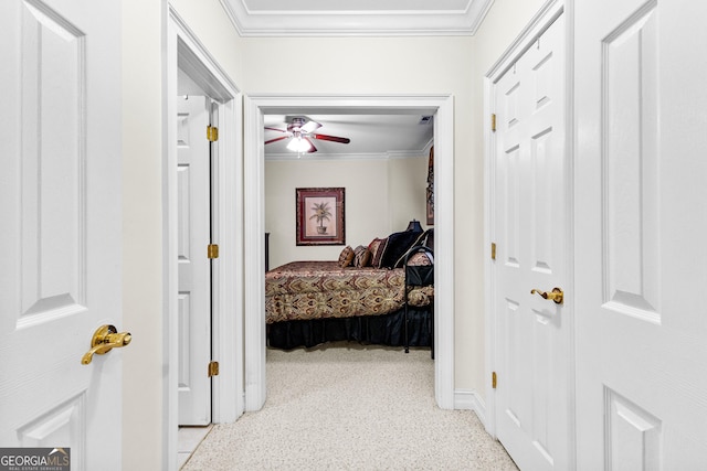 hallway with crown molding