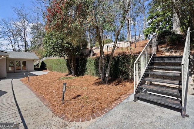 view of yard with stairway