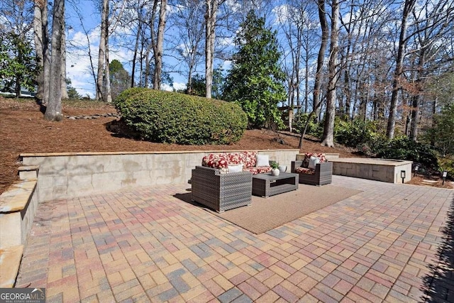 view of patio featuring an outdoor living space