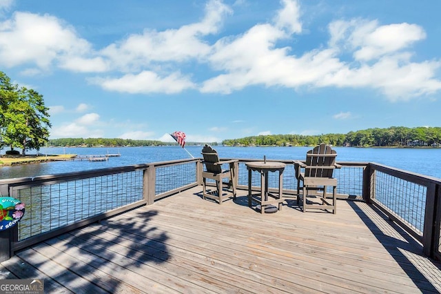 dock area featuring a water view