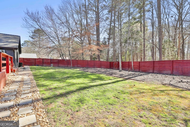 view of yard featuring a fenced backyard