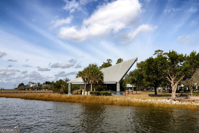 view of water feature with a gazebo