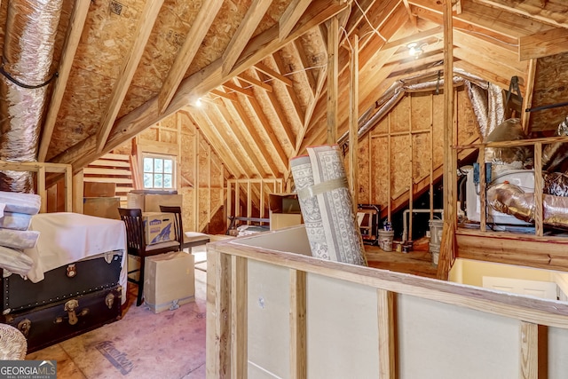 attic with an upstairs landing