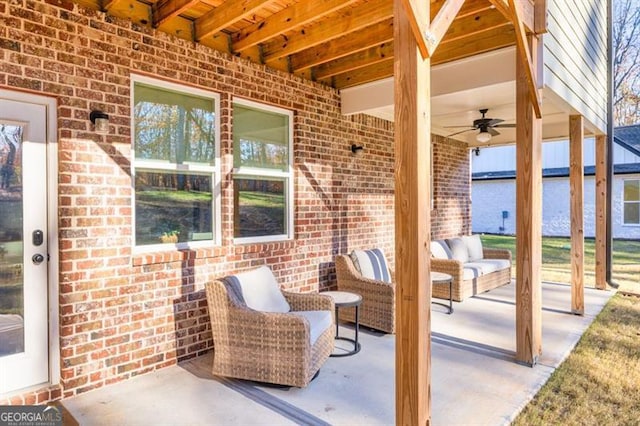 view of patio / terrace with a ceiling fan