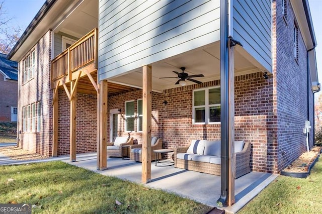 view of patio / terrace featuring an outdoor living space and a ceiling fan