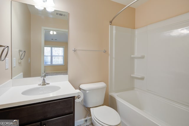 6650 Canyon Cv, Cumming, GA 30028 - full bathroom with toilet, vanity, and tub / shower combination