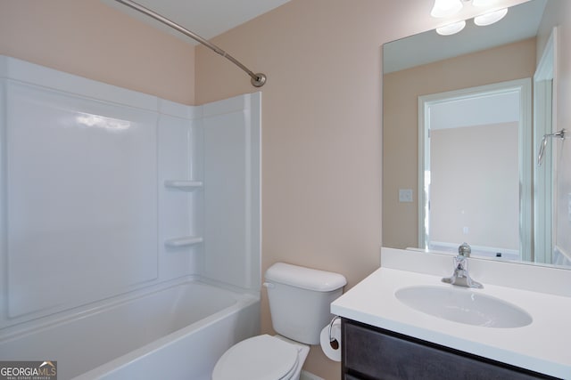 6650 Canyon Cv, Cumming, GA 30028 - full bathroom with vanity, toilet, and washtub / shower combination