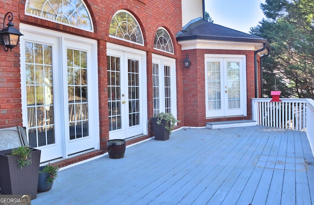 wooden deck with french doors