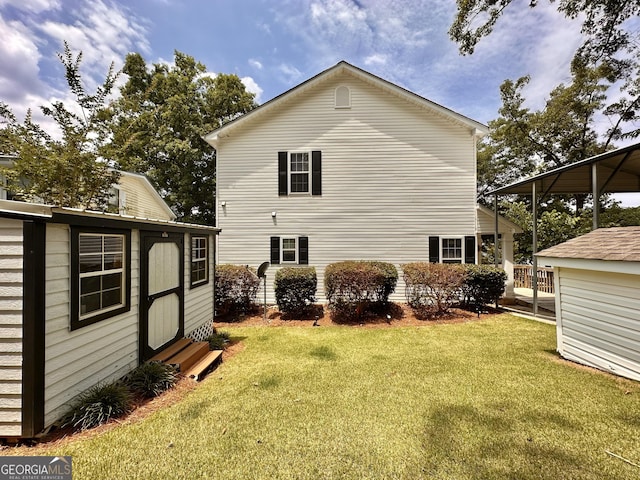 375 Templeton Cir, Mansfield, GA 30055 - rear view of property with a yard, entry steps, and a carport