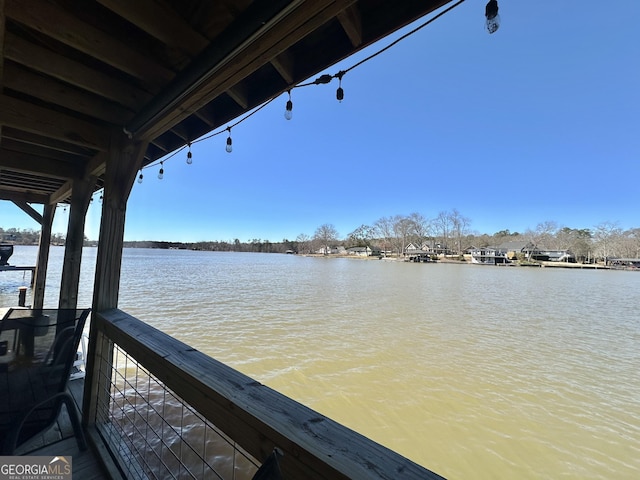 dock area featuring a water view