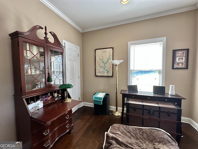 375 Templeton Cir, Mansfield, GA 30055 - sitting room featuring ornamental molding, dark wood-style flooring, and baseboards