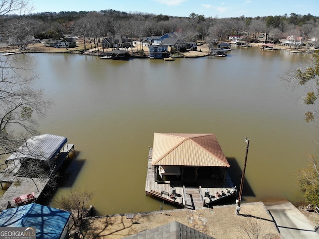 view of dock featuring a water view