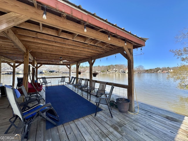 view of dock featuring a water view