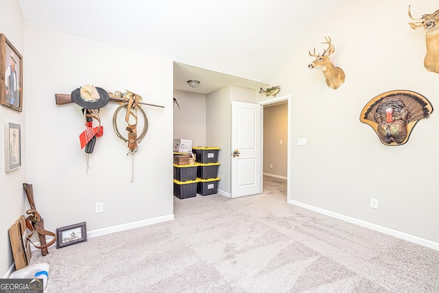 interior space with carpet flooring and baseboards