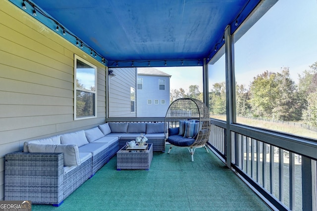 sunroom with rail lighting