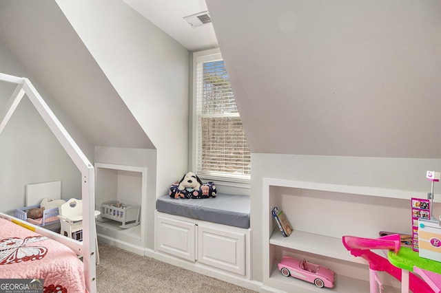 bedroom featuring carpet floors and visible vents