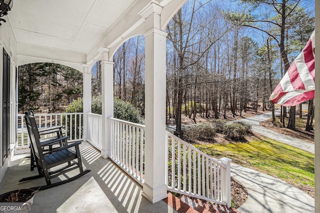 view of patio with a porch