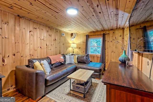 185 Pope Dickson Ln, Clarkesville, GA 30523 - living area with wood ceiling, plenty of natural light, wooden walls, and wood finished floors