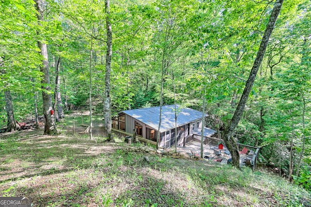 185 Pope Dickson Ln, Clarkesville, GA 30523 - view of front facade with a view of trees and a metal roof