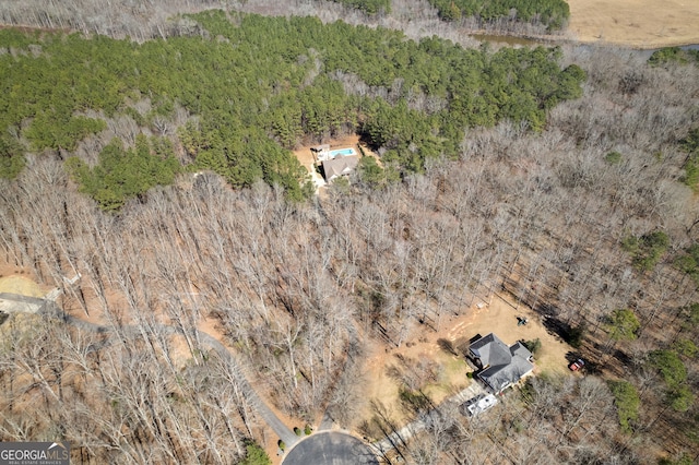 aerial view with a forest view