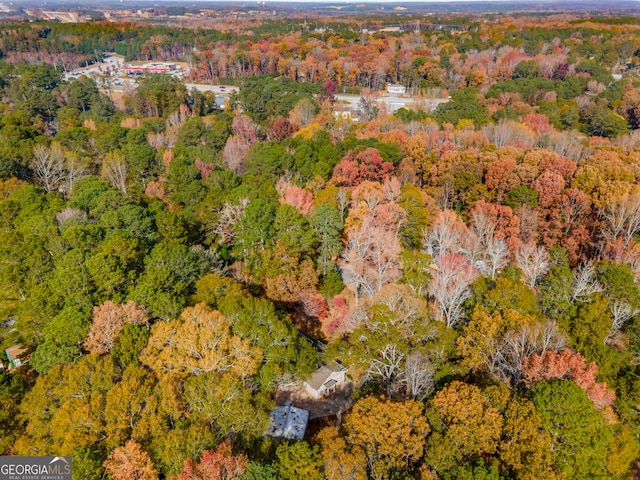 aerial view featuring a forest view