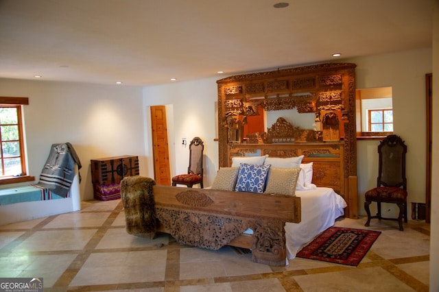 bedroom featuring recessed lighting