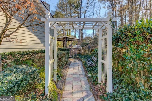 view of patio with a pergola