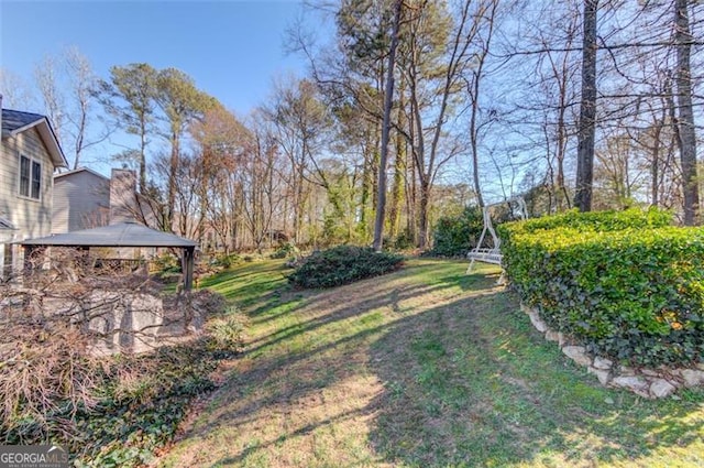 view of yard with a gazebo