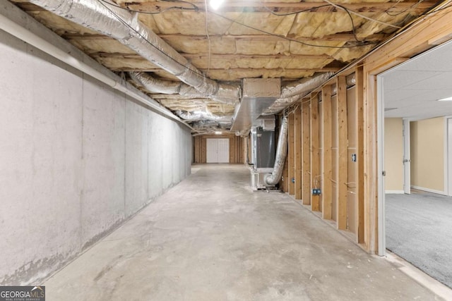 view of unfinished basement