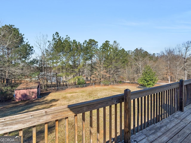 deck featuring a yard