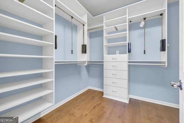 walk in closet featuring wood finished floors