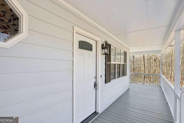 entrance to property with a porch