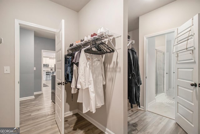spacious closet with wood finished floors