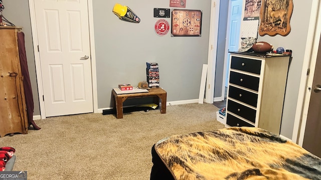 bedroom featuring baseboards and carpet flooring