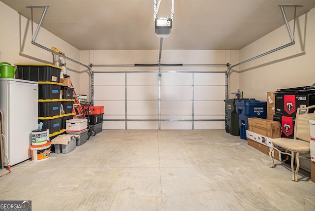 garage with a garage door opener