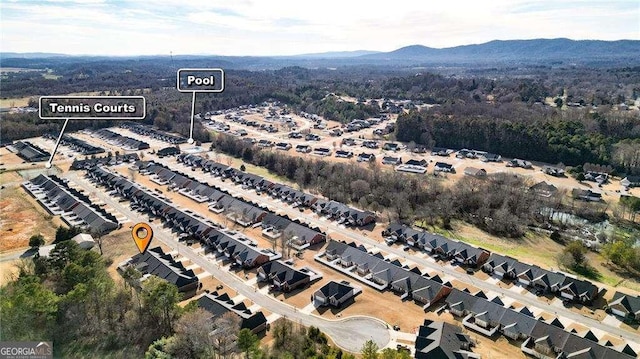 drone / aerial view with a mountain view