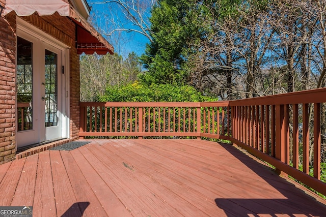 wooden deck with french doors