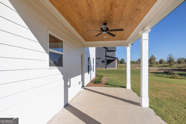 view of patio / terrace with a ceiling fan