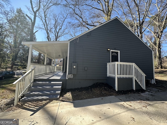 view of home's exterior featuring a porch