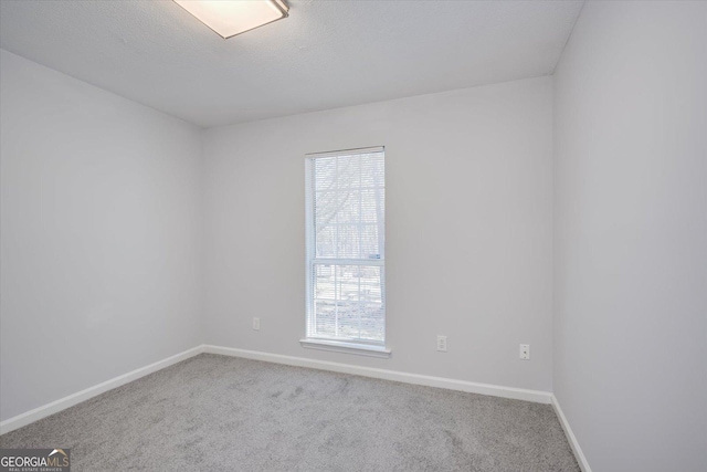 carpeted spare room with a textured ceiling, baseboards, and a wealth of natural light