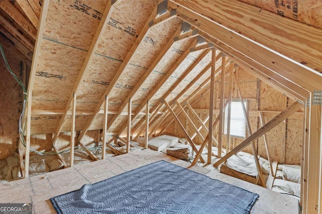 view of unfinished attic