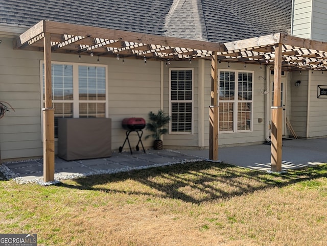 exterior space with a pergola