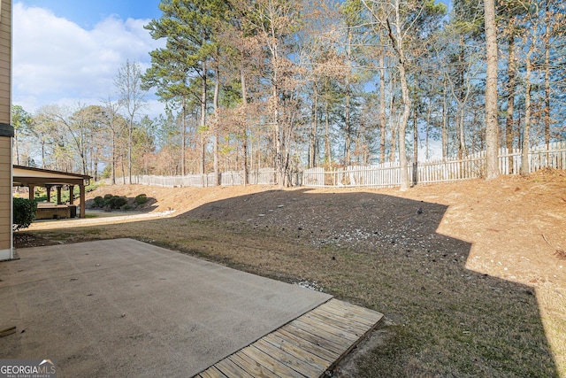 view of yard with a patio area and a fenced backyard