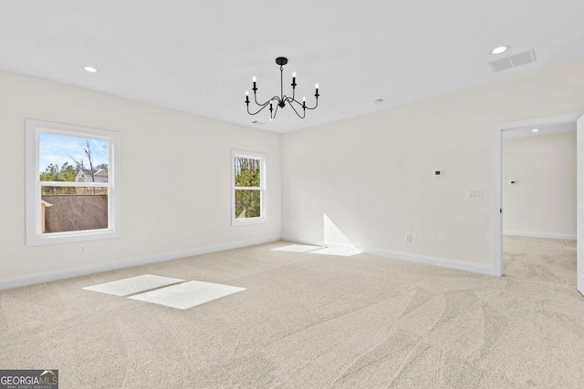 3636 Castoff Ct, Gainesville, GA 30506 - unfurnished room with carpet flooring, a chandelier, and recessed lighting