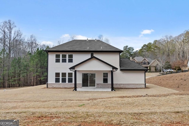 3636 Castoff Ct, Gainesville, GA 30506 - rear view of house with brick siding, a patio area, and a shingled roof