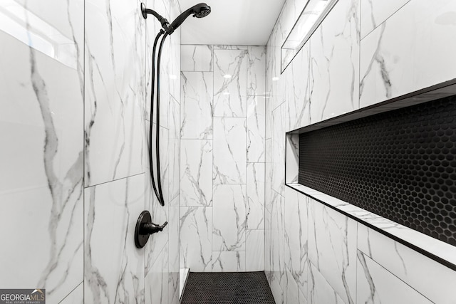 interior details with a marble finish shower